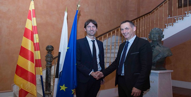 Gilles Simeoni reçu à Barcelone par Carles Puigdemont, président de la Generalitat de Catalunya