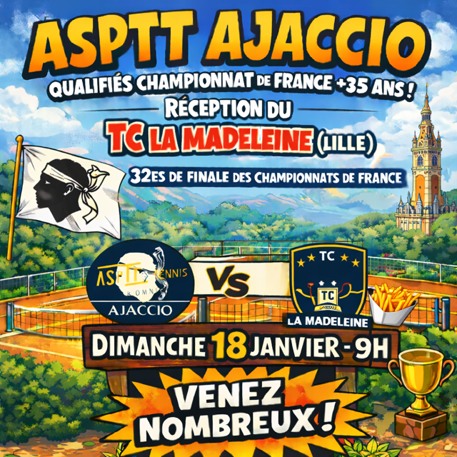 ​Championnats de France Tennis : l’ASPTT Ajaccio reçoit les Nordistes du TC Madeleine ce dimanche