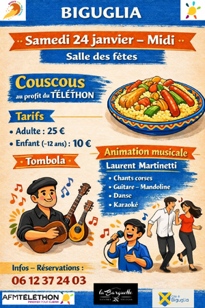 1er rendez-vous du Téléthon à Biguglia le week-end des 24 et 25 janvier