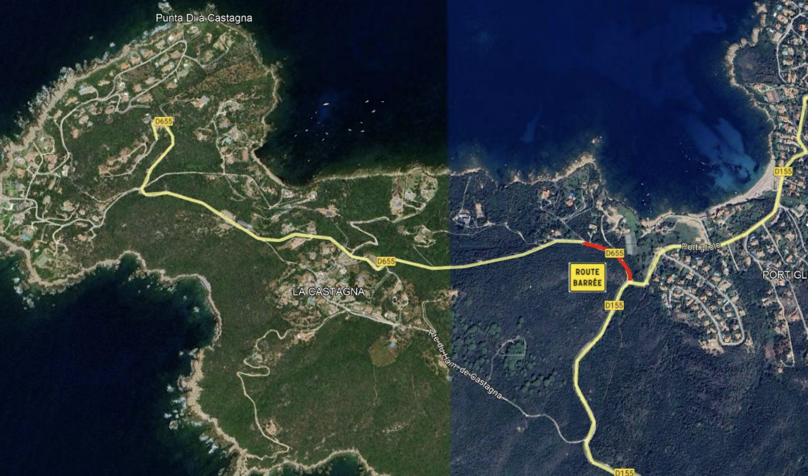 Coti Chjavari : fermeture de la route départementale 655