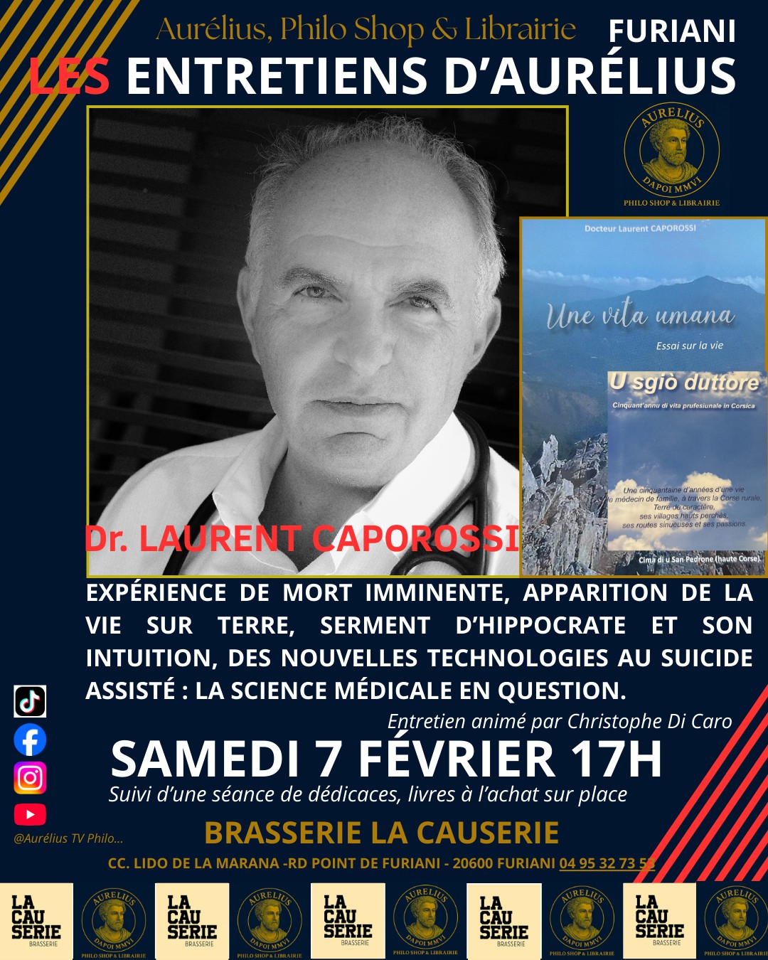 En entretien ce samedi 7 février à 17h à la brasserie La Causerie à Furiani, le docteur et écrivain Laurent Caporossi.