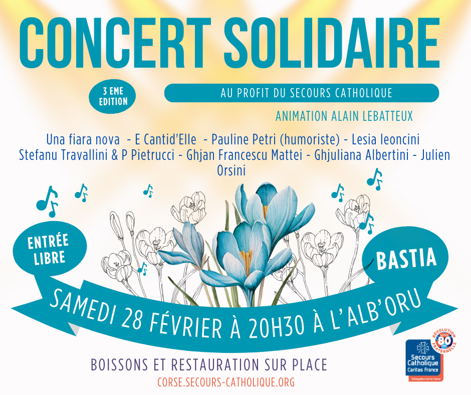 Concert au profit du Secours catholique de Bastia à l'Alb'Oru