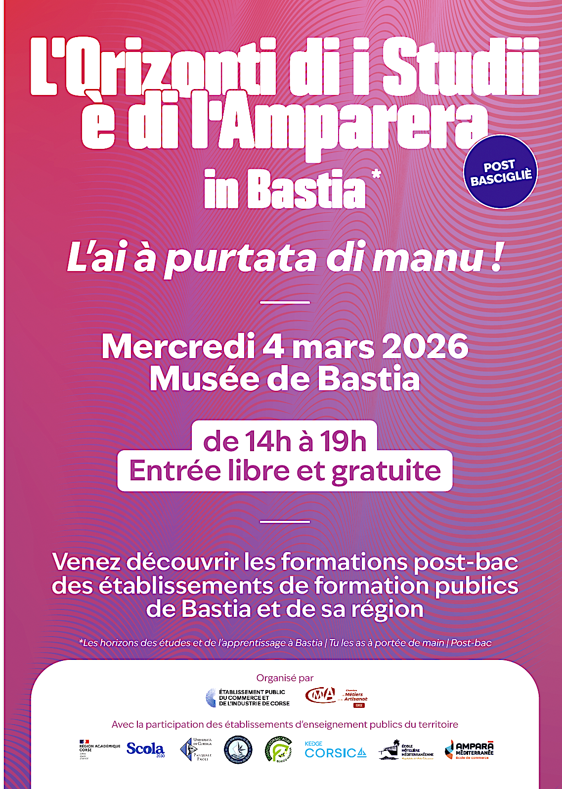 L’Orizonti di i Studii è di l’Amparera in Bastia, l’ai à purtata di manu !”