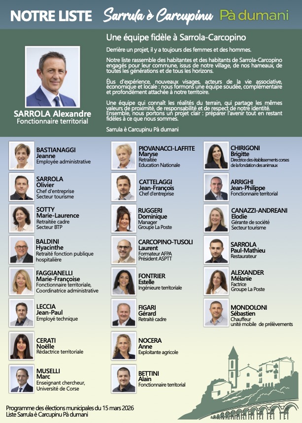 Municipales. À Sarrola-Carcopino, Alexandre Sarrola veut "poursuivre le travail engagé" 