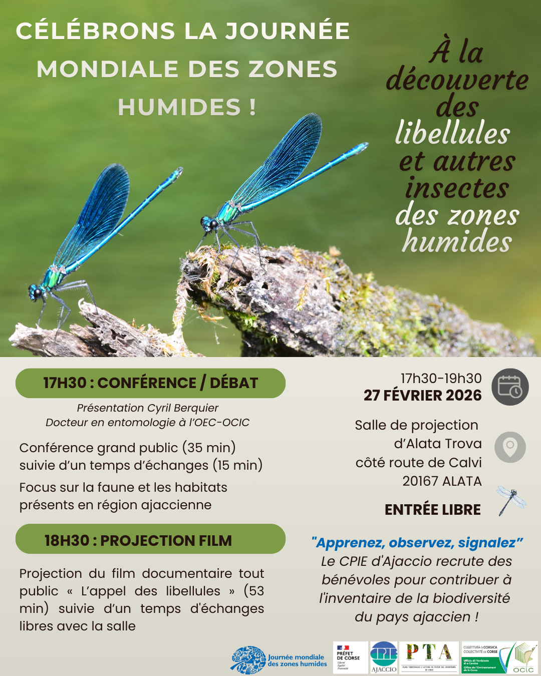 Alata - Le CPIE d'Ajaccio organise une conférence sur les libellules