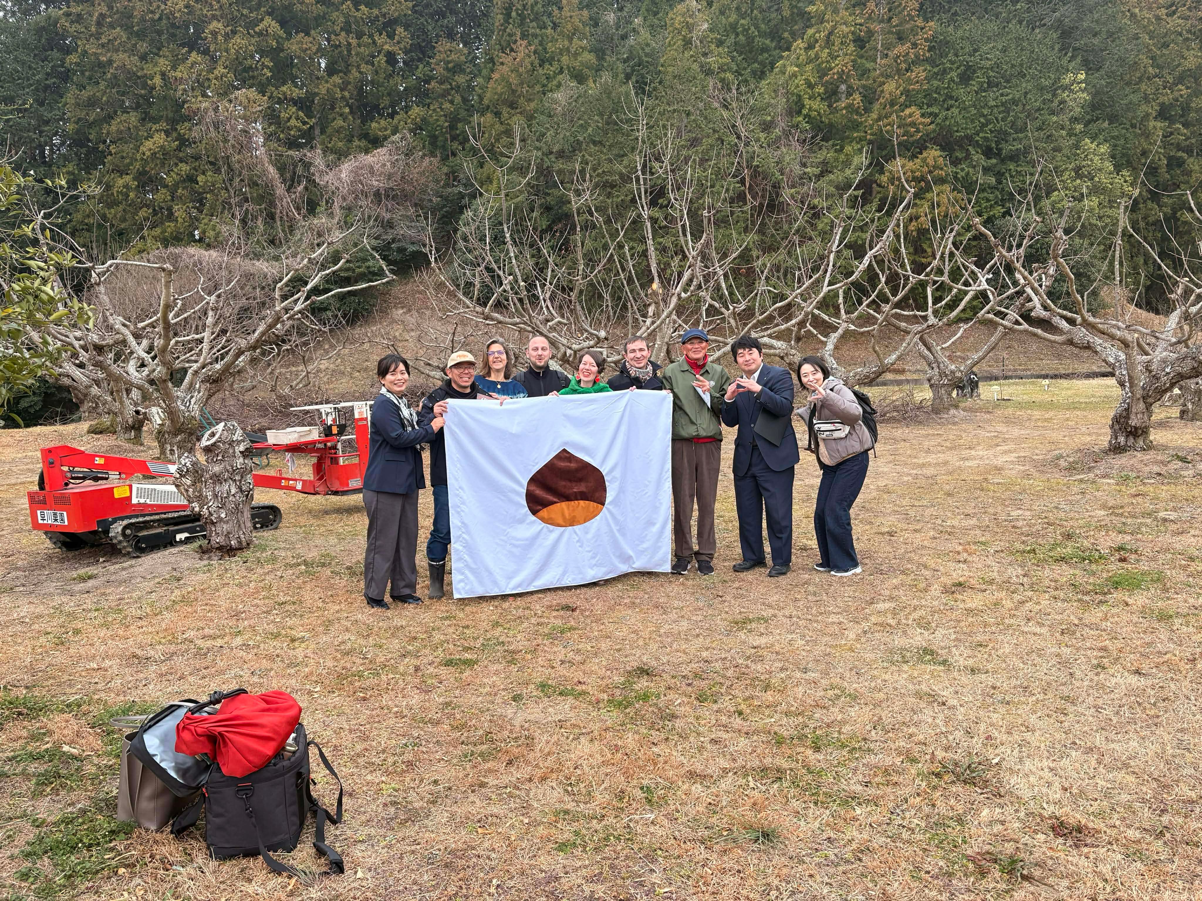 La délégation corse dans les châtaigneraies nippones.