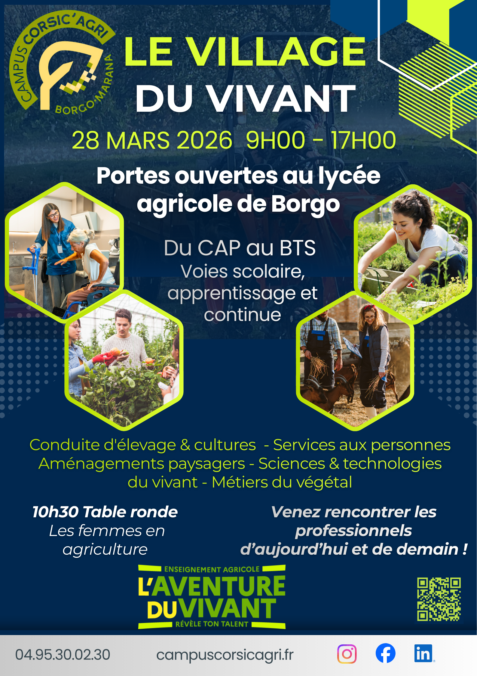 Samedi 28 mars le lycée agricole de Borgo ouvre ses portes pour faire découvrir ses nombreuses formations  à travers son « Village du vivant »