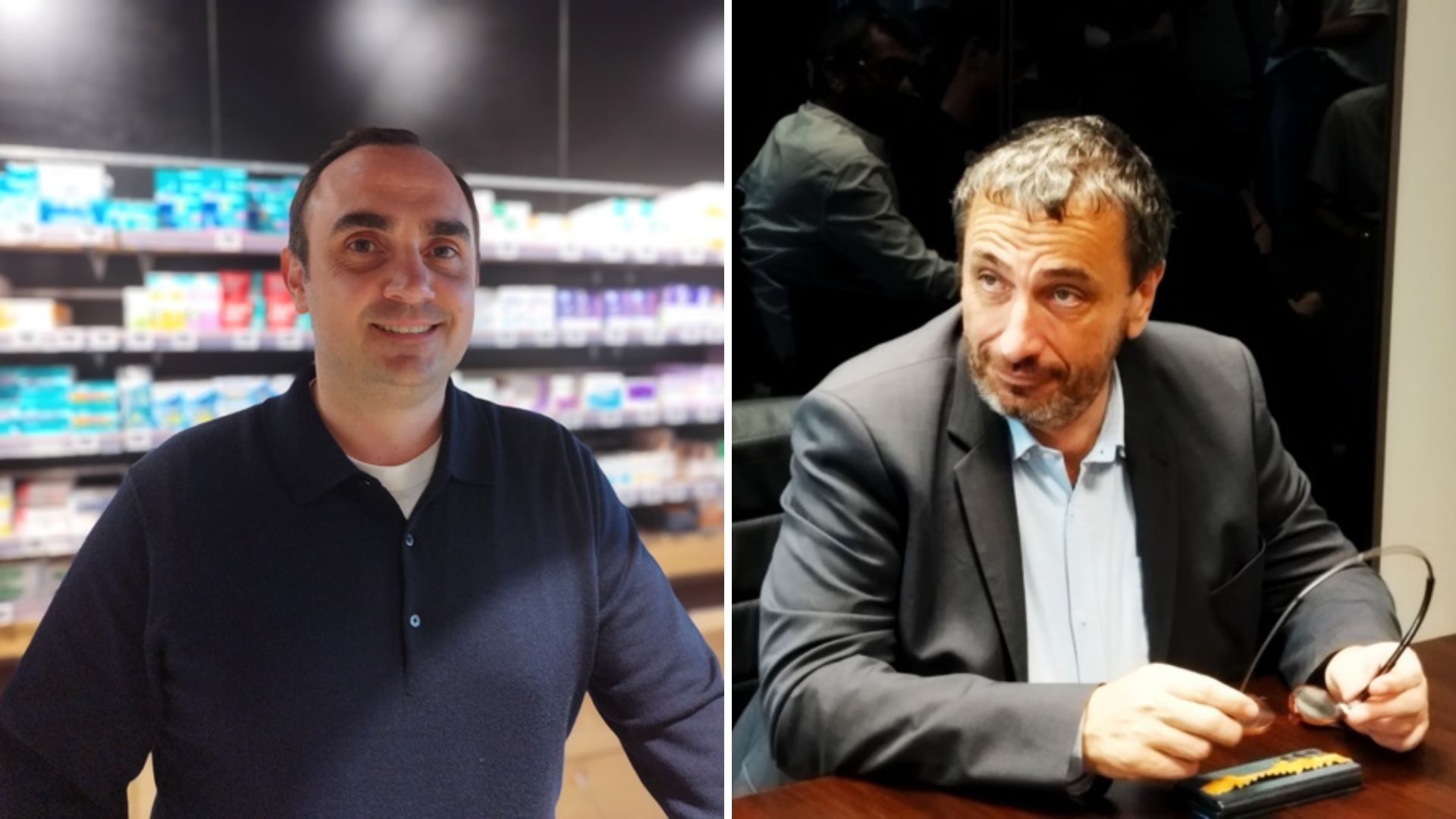 A gauche, le pharmacien et nouveau maire de Zonza Santa Lucia, Jacky Bartoli. A droite, le député, médecin et désormais élu d'opposition Paul-André Colombani.