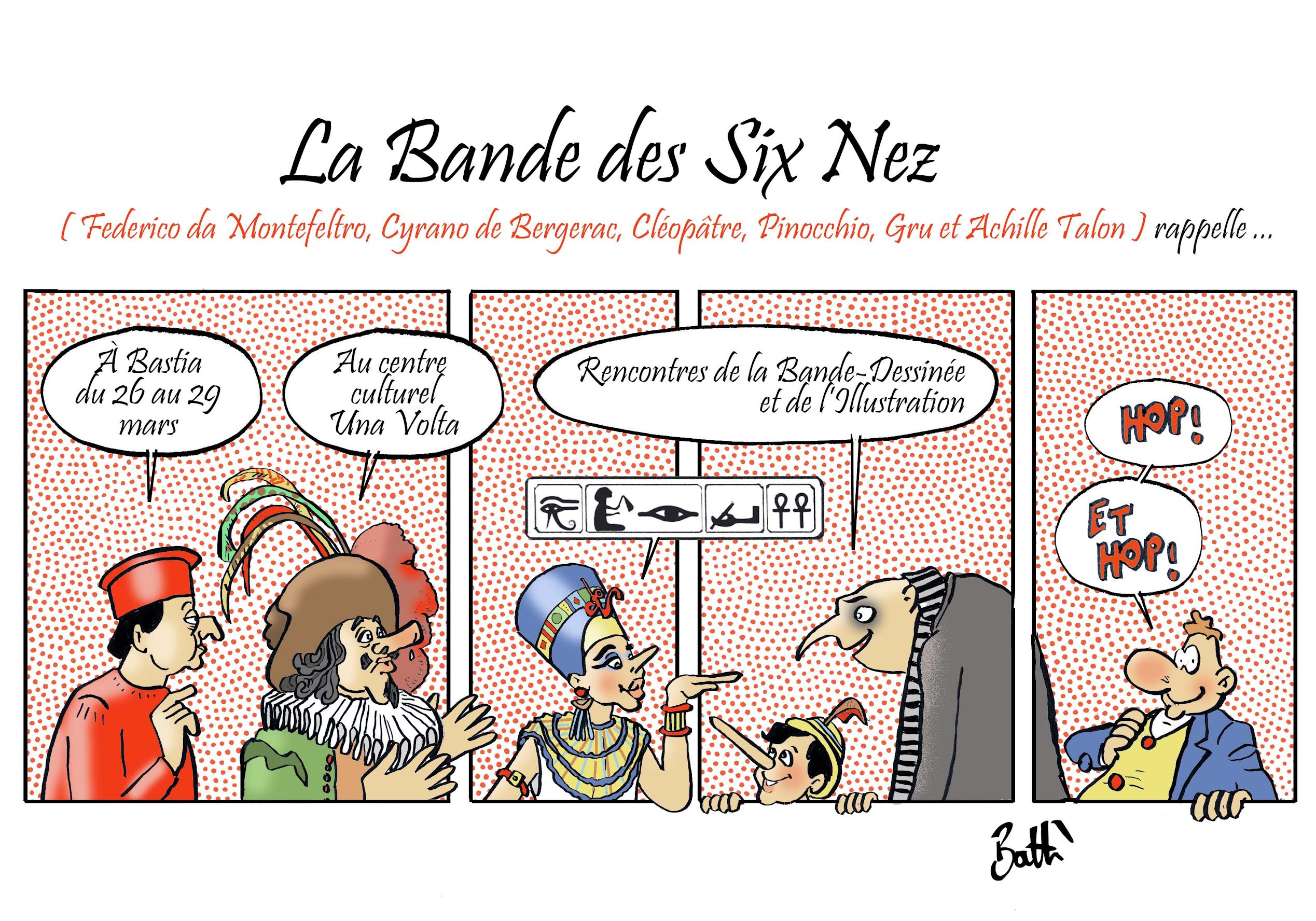 Le dessin de Battì : La bande des six nez à… Bastia