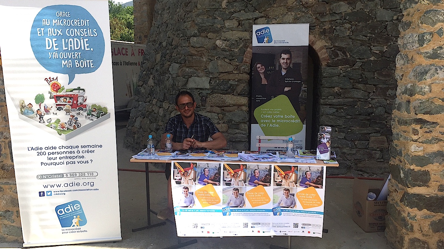 L'ADIE, ici à la foired e Francardo, soutient  la création d’entreprise depuis plusieurs années.