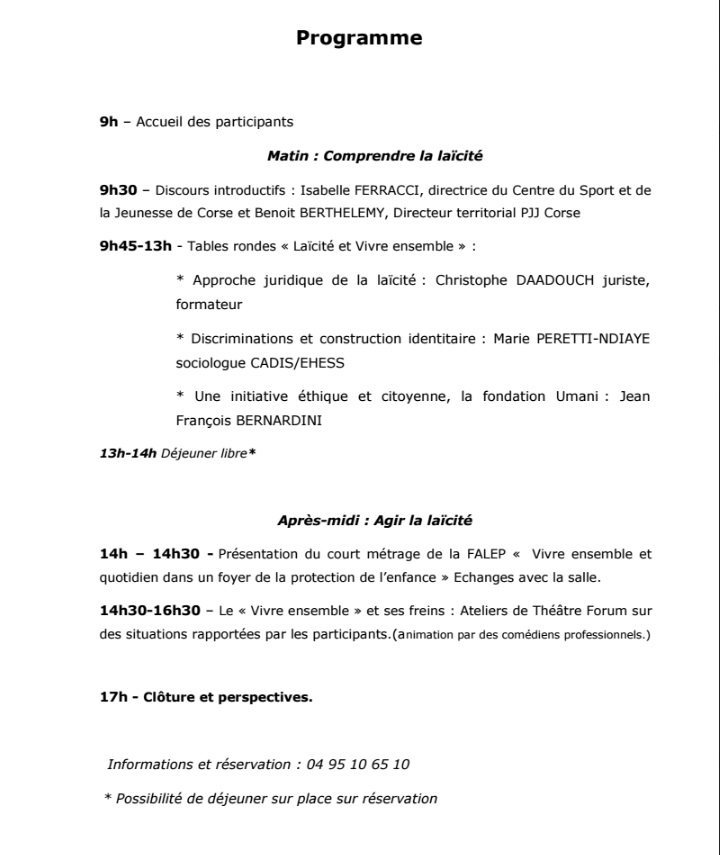 Rendez-Vous de la Laïcité : "Vivre ensemble leurre ou réalité ?" au CSJC de Corse