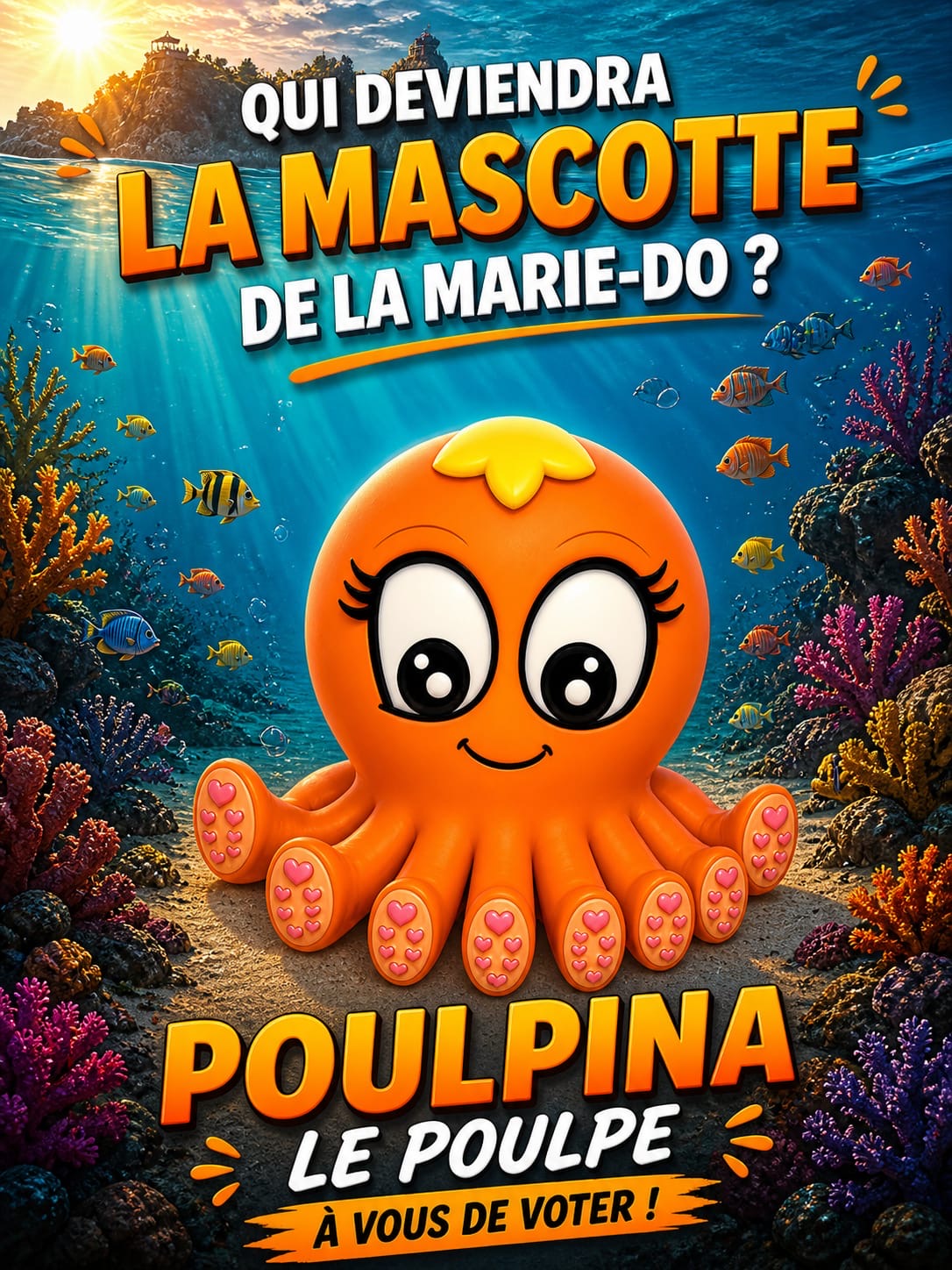 Pour voter pour Poulpina, la mascotte imaginée par le LEP Finusellu, envoyez MASCOTTE3 au 92030 (2 € + prix d'un SMS)