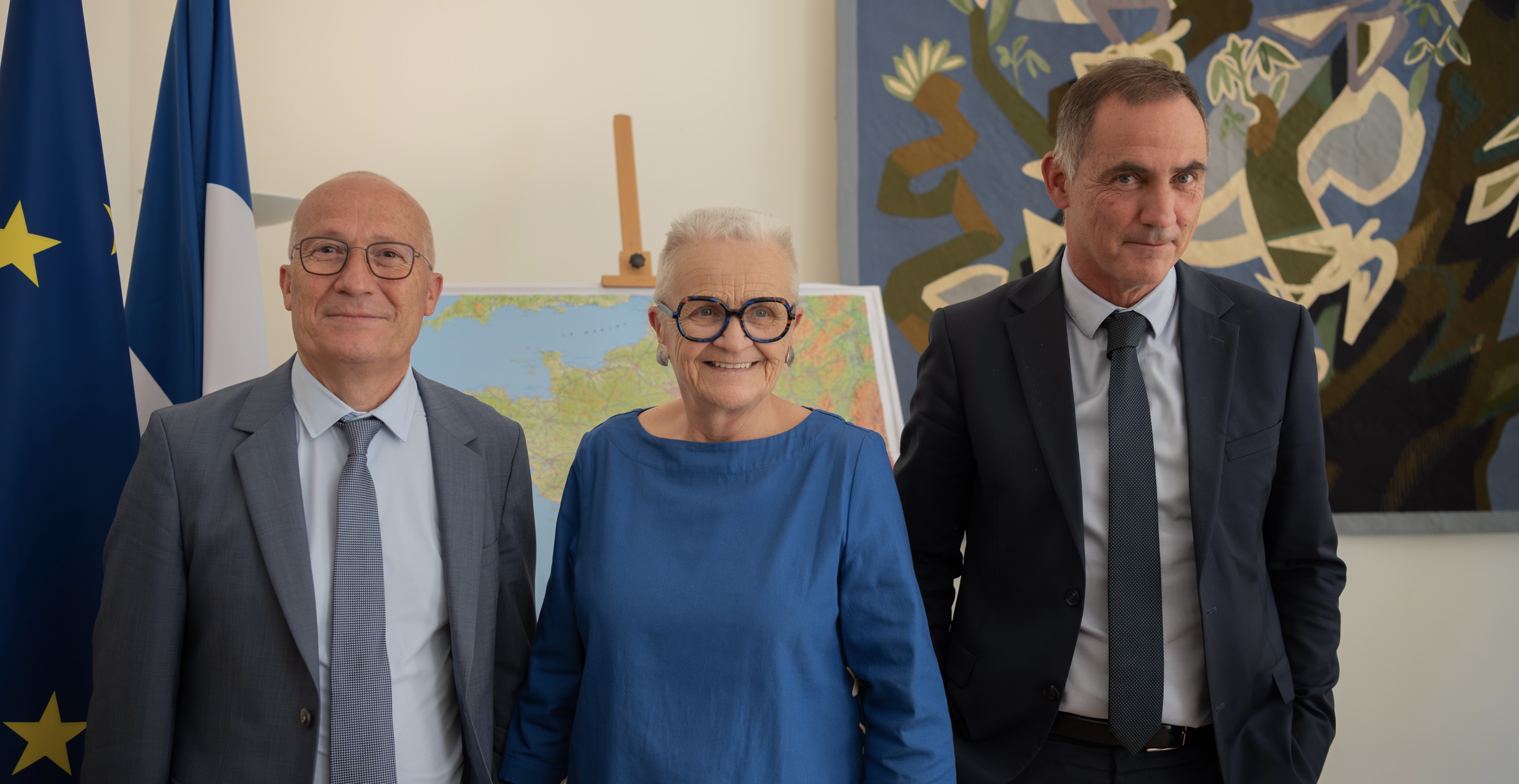 Gilles Giovannangeli, Françoise Gatel et Gilles Simeoni. crédit photo «Collectivité de Corse&nbsp;»