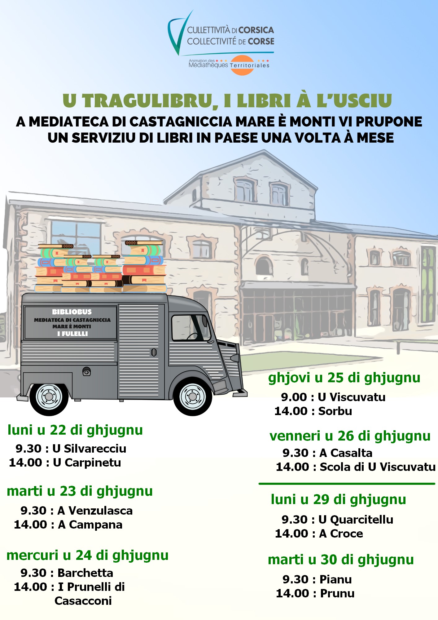 Tournée du mois de juin du Tragulibru de la médiathèque de Castagniccia Mare è Monti