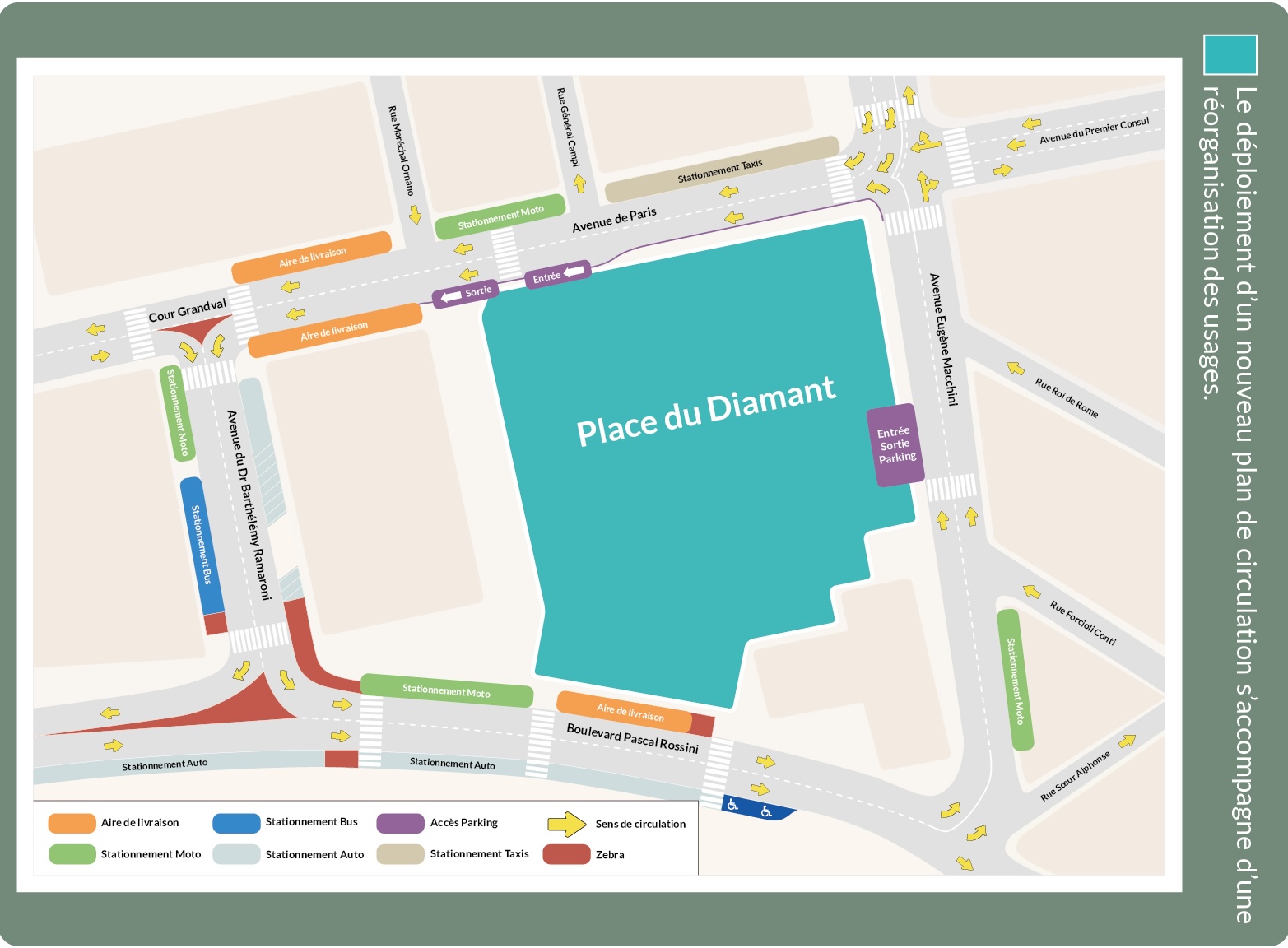 Ajaccio - Autour de la place du Diamant, la circulation se fera désormais en sens unique