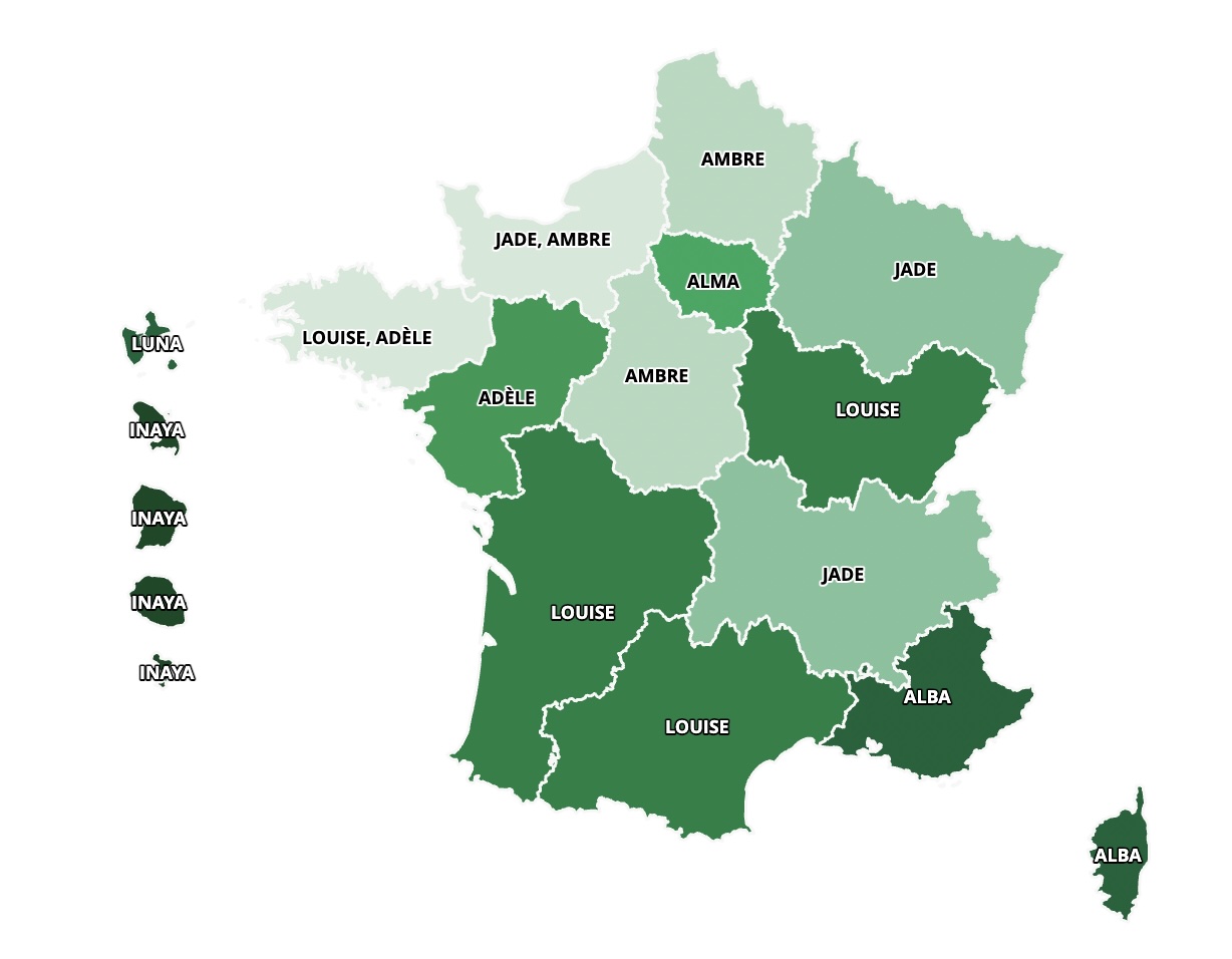 Les prénoms les plus donnés aux filles en 2025 (Crédit : Insee)