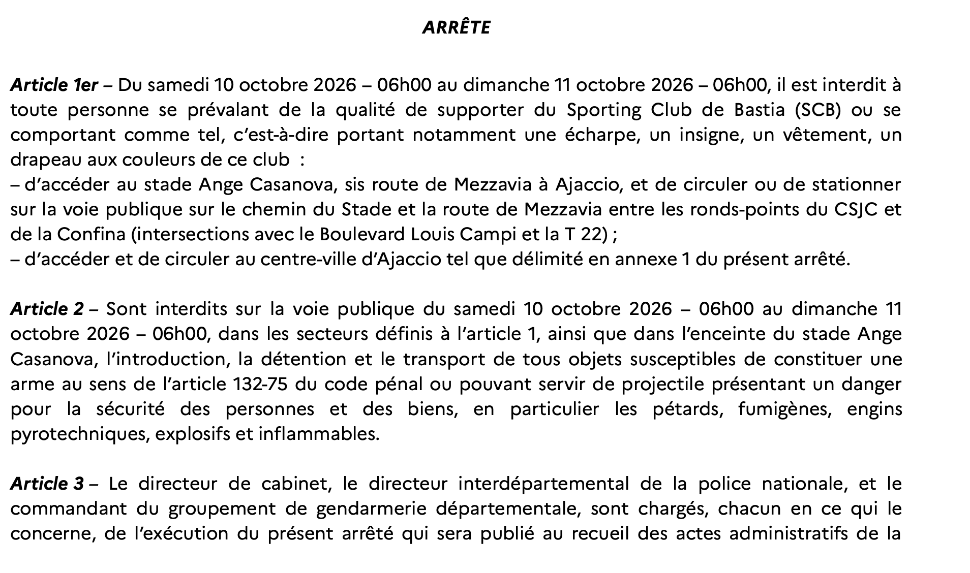 Coupe de France GFCA-SCB : les supporters bastiais pourront bien venir à Mezzavia, mais sans écharpes, ni drapeaux !