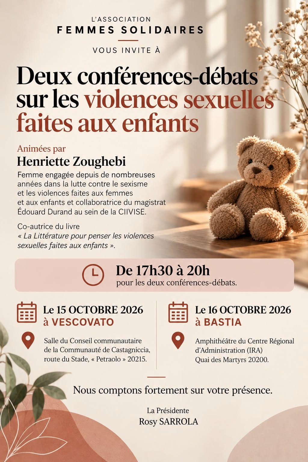 Vescovato et Bastia - Conférence sur les violences sexuelles 