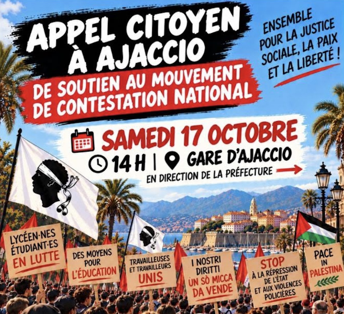 À Ajaccio, 17 organisations appellent à rejoindre la mobilisation nationale du 17 octobre