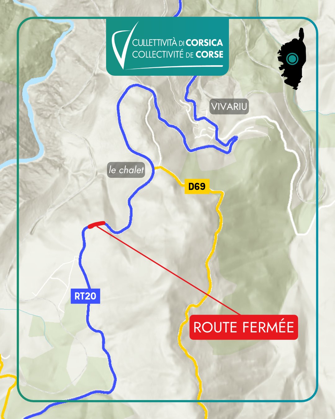 Vivario – La RT 20 fermée à la circulation cette nuit