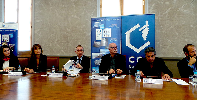 Jean Dominici entre Jean-Christophe Angelini (à gauche) président de l'Adec et Philippe Albertini, directeur de la CCI2B : Une image que l'on devrait voir souvent dès le mois d'Octobre