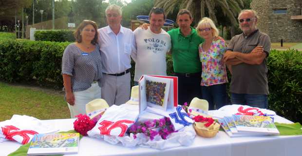 Angèle Mattei, directrice du village Résidence des îles, Eric Marie de Ficquelmont, PDG de Touristra et de la Compagnie Internationale André Trigano (CIAT), suivies de celles de Pierre Guidicelli, président du Conseil d’administration de la CCAS, Nicolas Delmon, directeur d'exploitation de Campéole, Catherine Lovighi, responsable des relations internes et externes de la CCAS, et François Canava, conseiller de Touristra et de la CIAT.