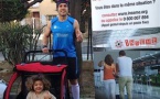 Inseme : Jacques Secondi, avec sa fille dans une poussette, au départ du Marathon d‘Ajaccio