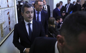Le ministre de l’Intérieur, Gérald Darmanin et le Président du Conseil exécutif de Corse, Gilles Simeoni, à Ajaccio le 16 mars 2022. 
