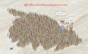 Le dessin de Battì : 45 millions de bouteilles de vin produites en Corse. Salute !