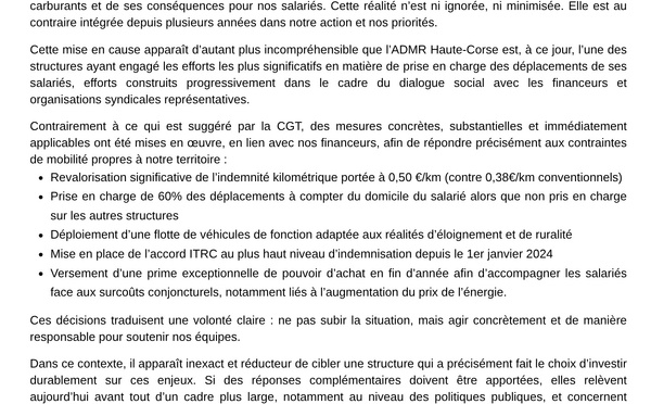 L’ADMR Haute-Corse répond aux critiques sur la prise en charge des déplacements