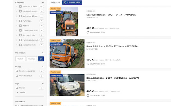 Des véhicules de la Collectivité de Corse aux enchères à partir de quelques centaines d’euros