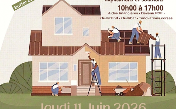 Rénovation énergétique : la CAPEB 2A organise une journée d'information ouverte à tous à Sarrola-Carcopino