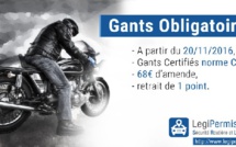À moto ou en scooter, le port des gants devient obligatoire dès le 20 novembre