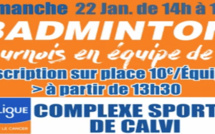 Complexe sportif Calvi-Balagne: Un tournoi de badminton au profit de la Ligue contre le cancer