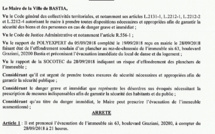 Peril imminent : Arrêté d'évacuation d'un immeuble du boulevard Graziani à Bastia