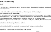 Strasbourg : 2 morts et 11 blessés à proximité du Marché de Noêl