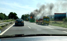 Biguglia : benne en feu au bord de la route territoriale