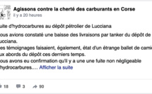 « Agissons contre la cherté des carburants en Corse » dénonce une fuite d'hydrocarbures au dépôt pétrolier de Lucciana