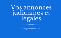 Les annonces judiciaires et légales de CNI : Caisse de Crédit Mutuel de Balagne