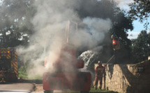 Porto-Vecchio : Un engin de chantier en feu sur la route de Muratello