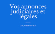 Les annonces judiciaires et légales de CNI : DOMAJUPER