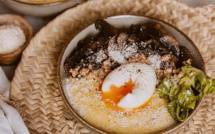 Polenta crémeuse au pecorino, poêlée de champignons de Paris et œuf mollet avec "La petite cuisine de Marie"