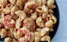 A table : pâtes aux gambas flambées au cognac avec #lapetitecuisinedemarie