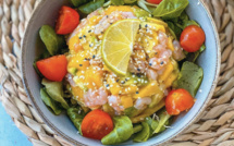 A table : tartare de crevettes, avocat et mangue avec #lapetitecuisinedemarie