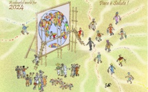 Le dessin de Battì : ""A colorful world for 2024", "Pace è salute"