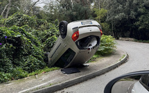 Bastia - Une voiture dans le fossé