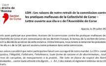 La LDH Corse quitte la commission contre les pratiques mafieuses de la Collectivité de Corse